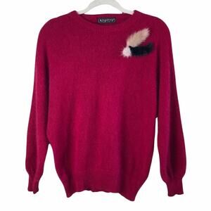 Vintage Red Mohair Dolmain Sleeve Sweater Top M